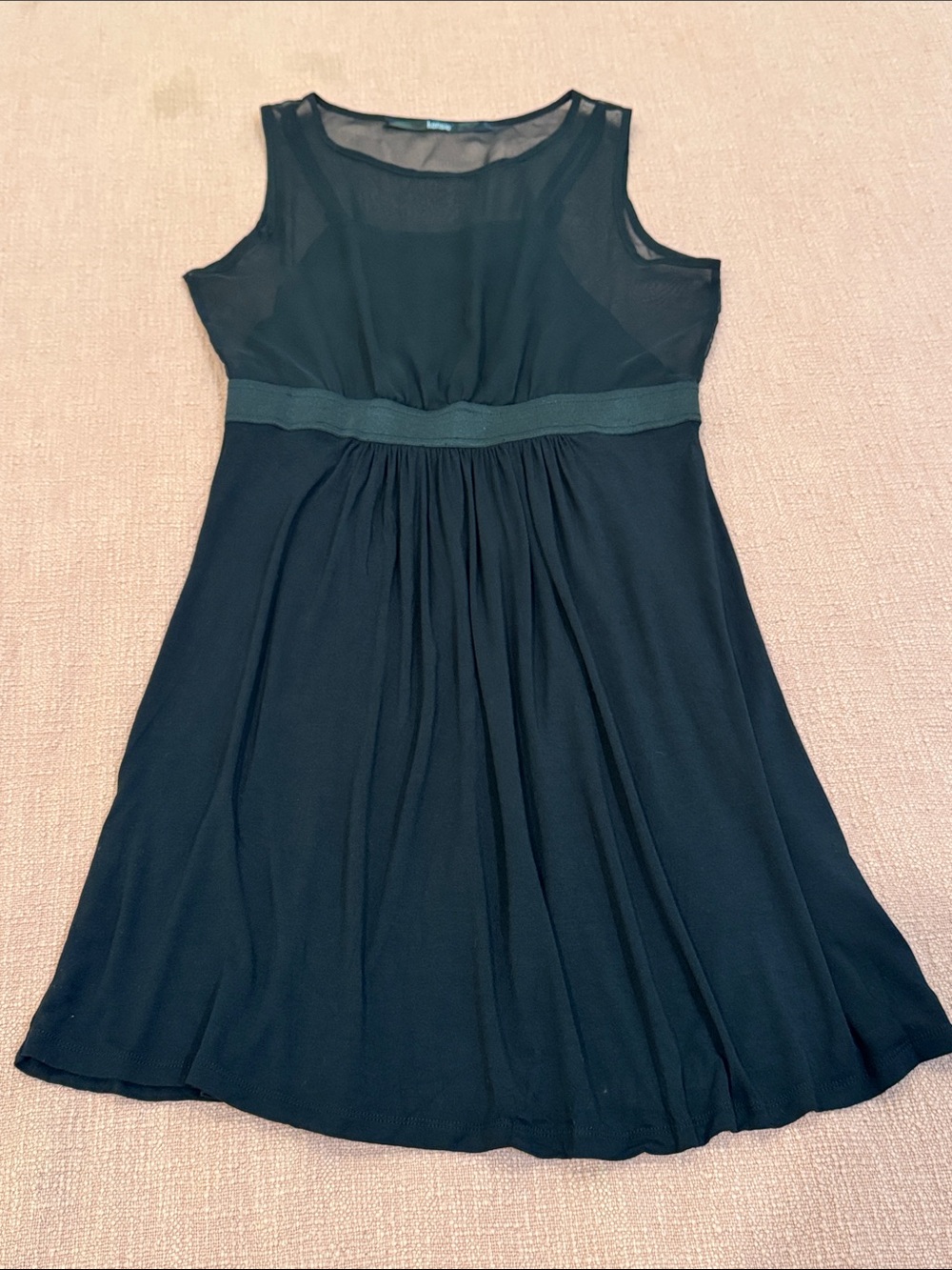 Kensie Black Sleeveless Mesh top with inner camisole Midi Dress